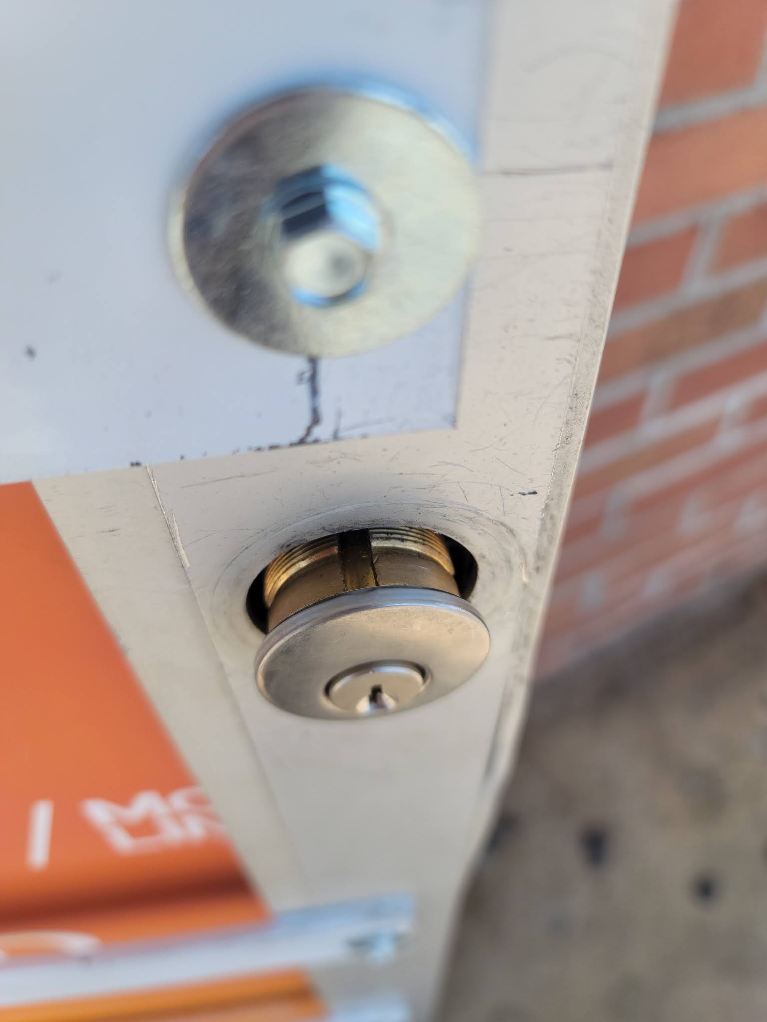 Brass mortise cylinder with a stainless face plate